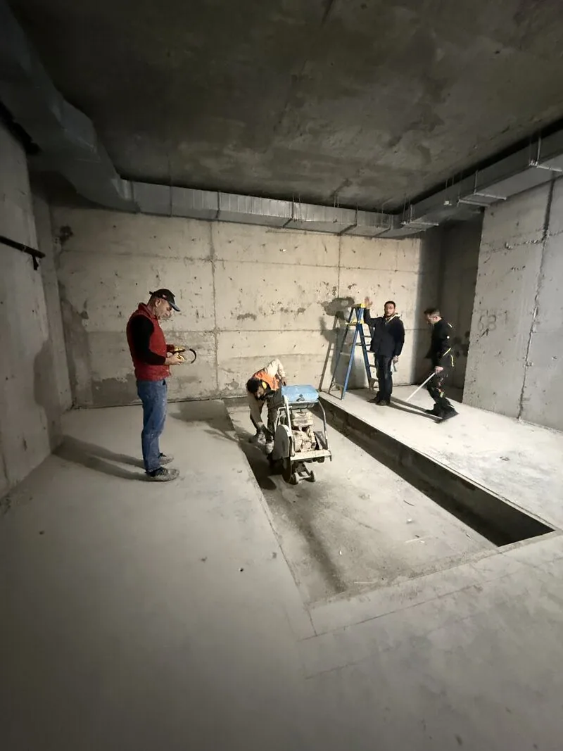 Floor cutting and infrastructure work in the concrete room — Beykent, İstanbul