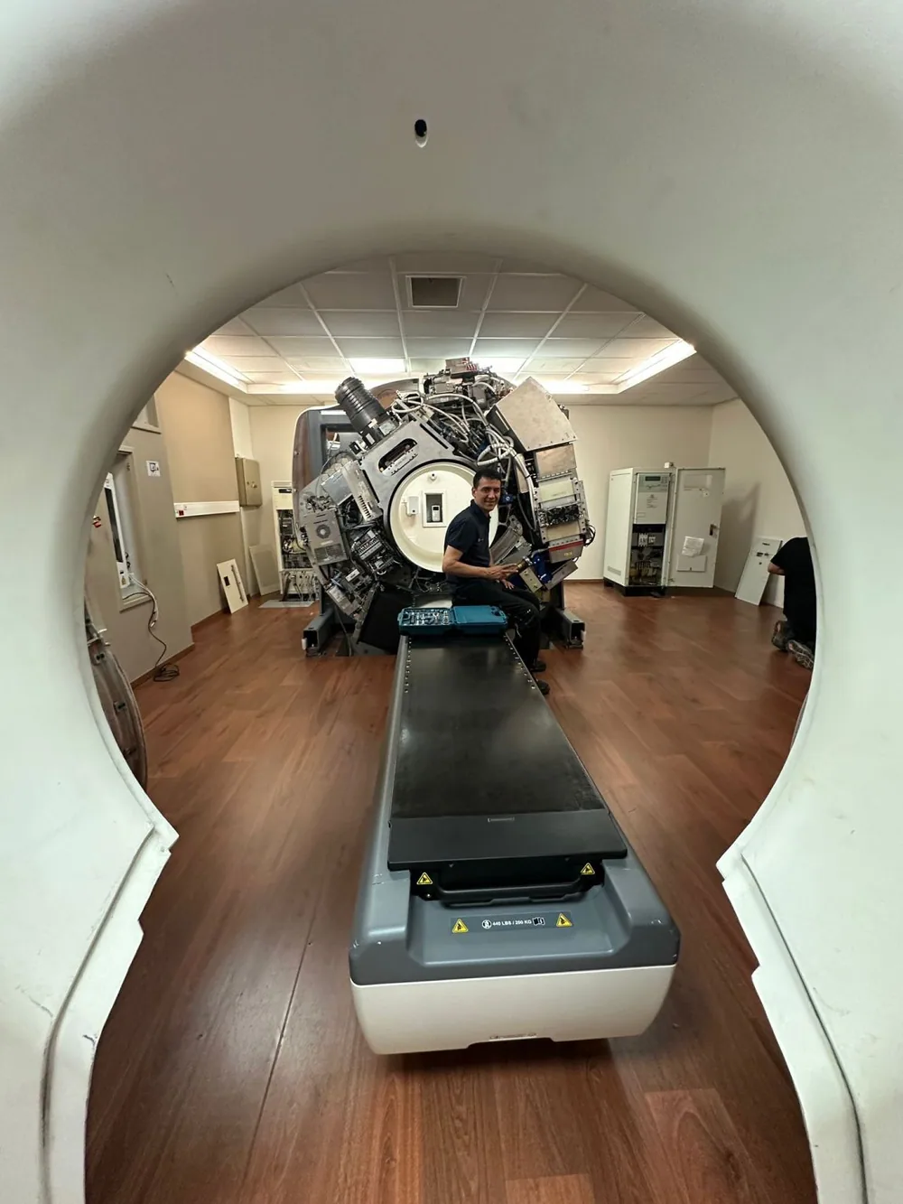View through the equipment opening during dismantling — Centre Antoine Lacassagne, France