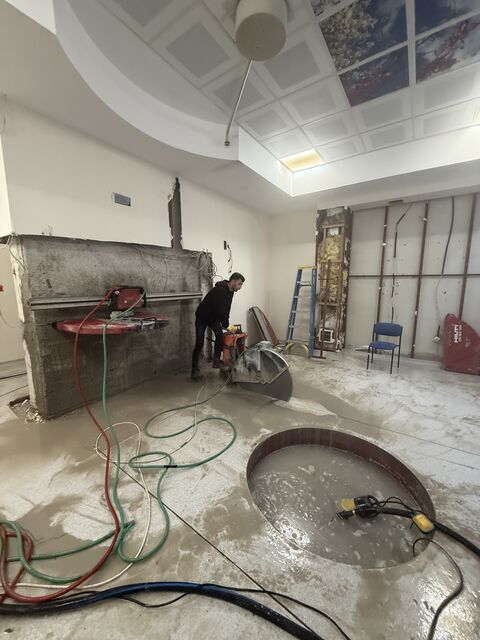 Treatment room with wall and floor finishes removed — Bursa Uludağ