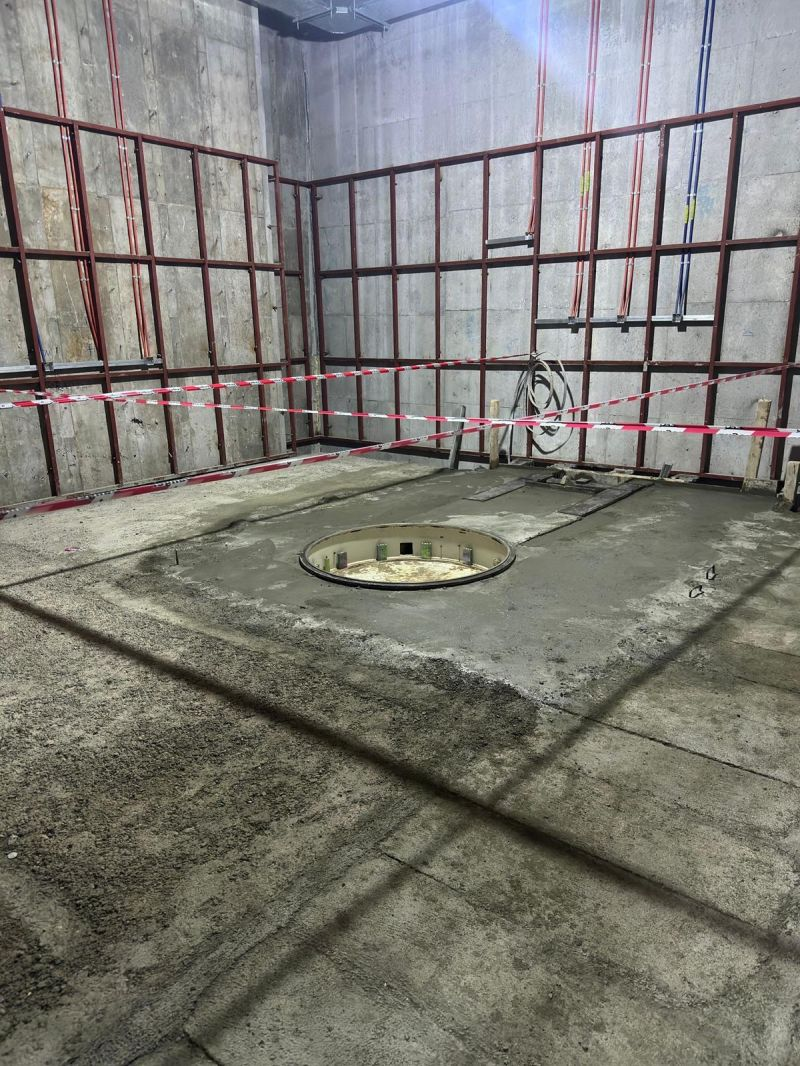 Open circular equipment mounting point in the concrete floor — Central Asia