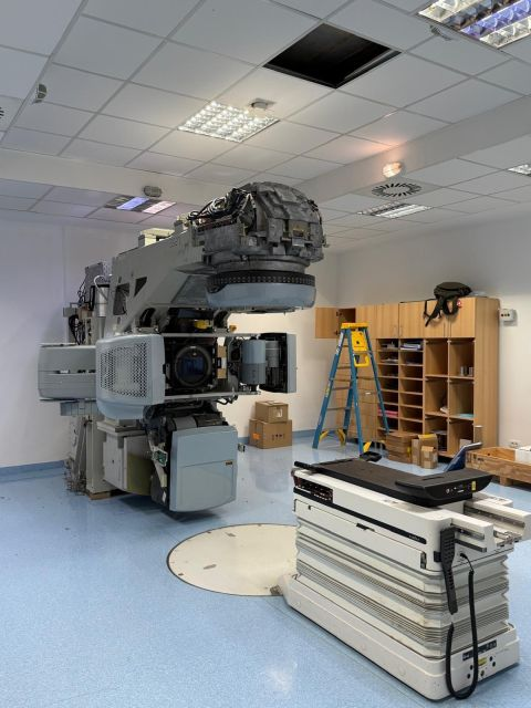 Front view of the LINAC with its covers removed — Iași