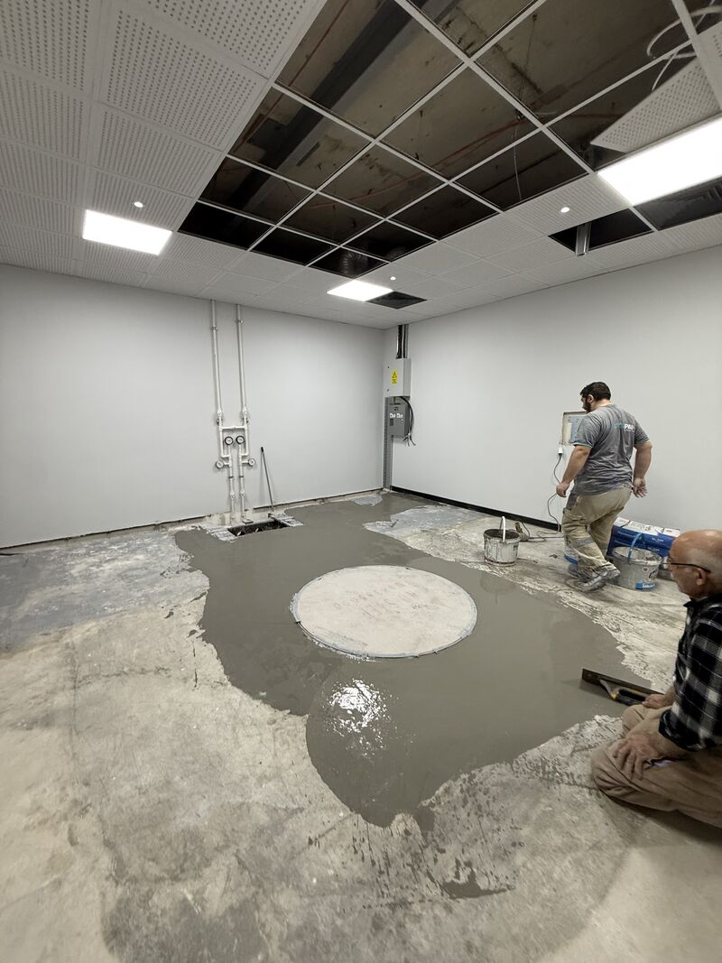 Floor work around the circular equipment area — Rize